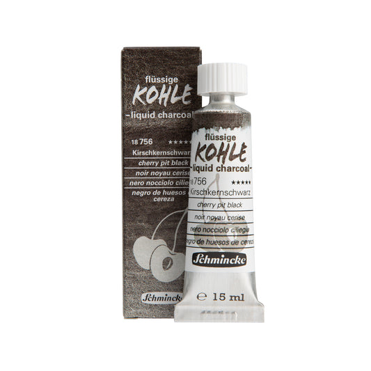 Schmincke Liquid Charcoal (Kohle) 15ml - Cherry Pit Black