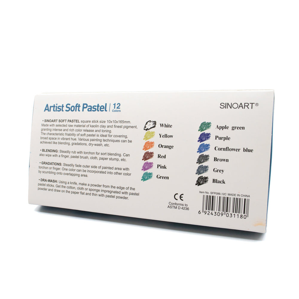 Sinoart Soft Pastel Set of 12 Assorted Colours