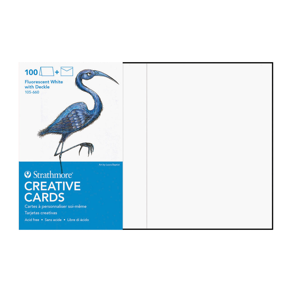 Strathmore Creative Cards - Fluorescent White with Deckle