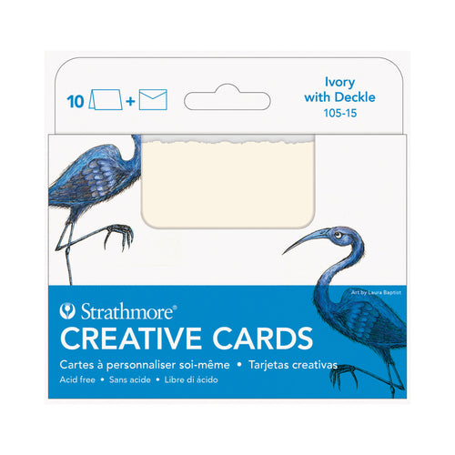 Strathmore Announcement Ivory Cards with Deckle Pack of 6 - 3.5 x 4.7/8"