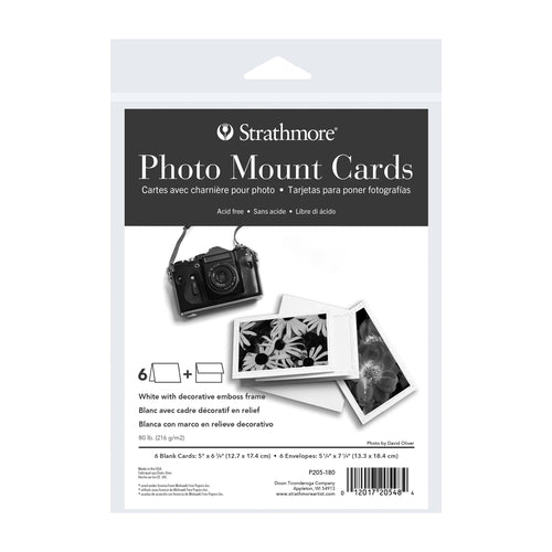 Strathmore Photo Mount Cards White Decorative Embossed Pack of 6 - 5" x 6 7/8"