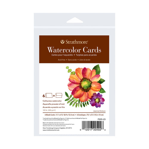 Strathmore Announcement Cold Press Watercolor Cards Pack of 6 - 3.5" x 4.7/8"