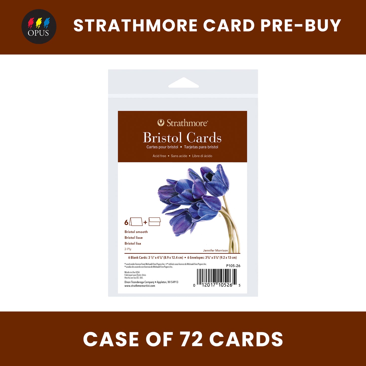 Strathmore 400 Series Bristol Cards Announcement - 3.5" x 4.7/8" - Case of 72 (Pre-Buy)