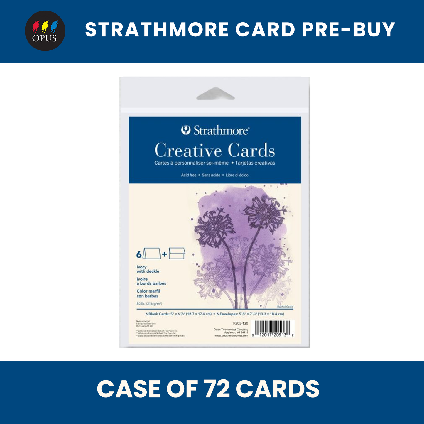 Strathmore Announcement Ivory Cards 3.5" X 4.7/8" - Case of 72 Cards (Pre-Buy)