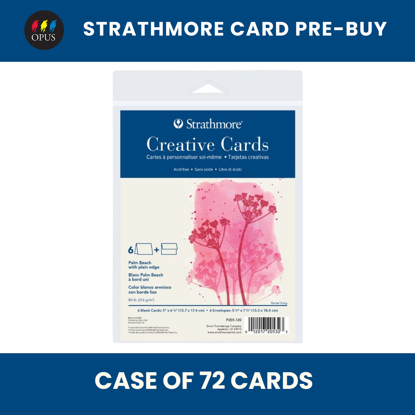 Strathmore Announcement Cards Palm Beach 3.5" X 4.7/8" - Case of 72 Cards (Pre-Buy)