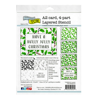 The Crafter's Workshop Stencil 8.5" x 11" - Layered Holly Background