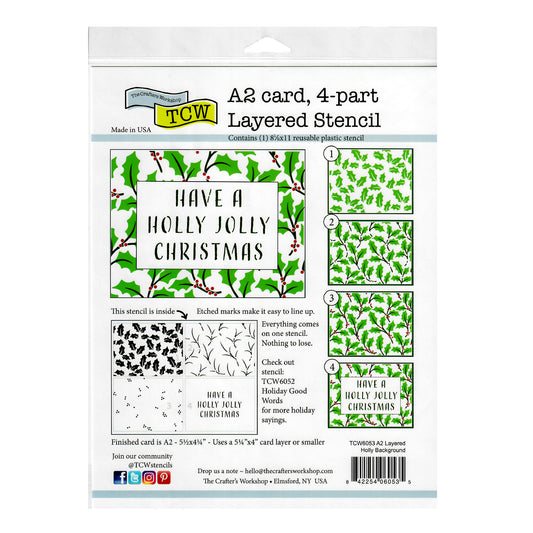 The Crafter's Workshop Stencil 8.5" x 11" - Layered Holly Background