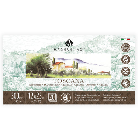 Magnani Toscana Watercolour Pad Rough - 300gsm 12 x 23 cm