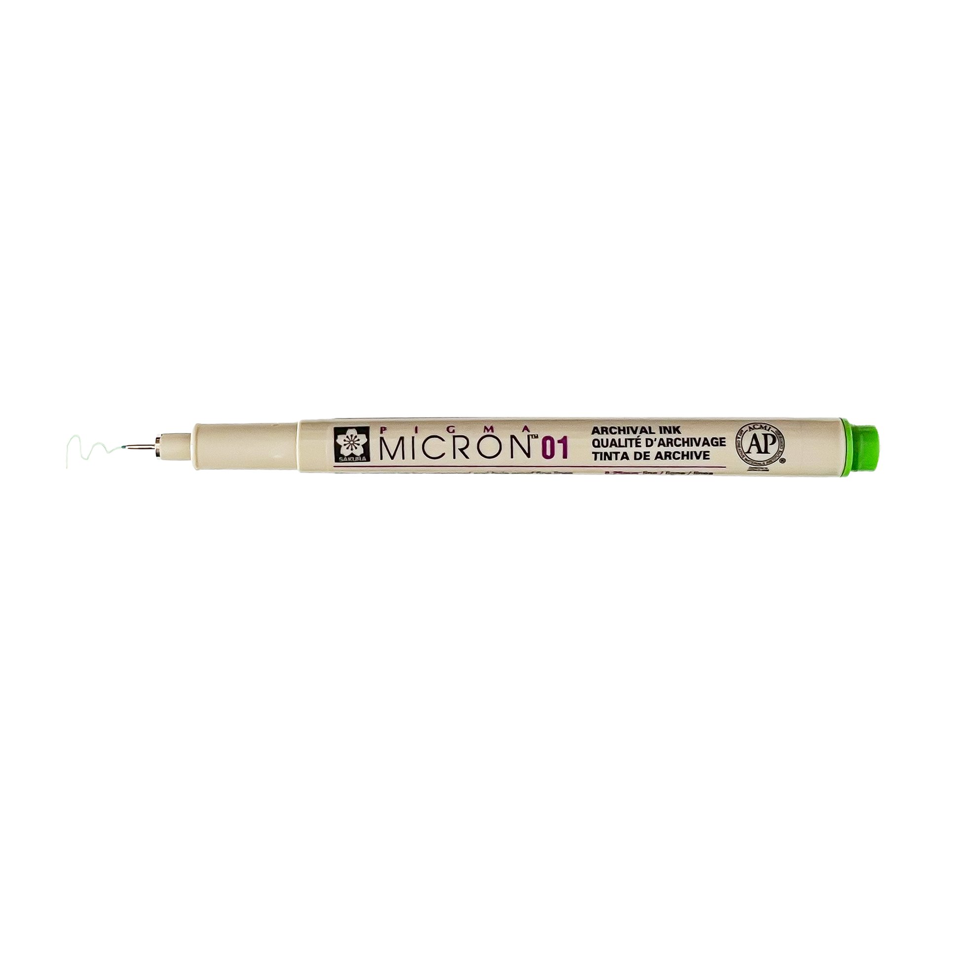 Sakura Pigma Micron Pen - Fresh Green, 01 point, cap off