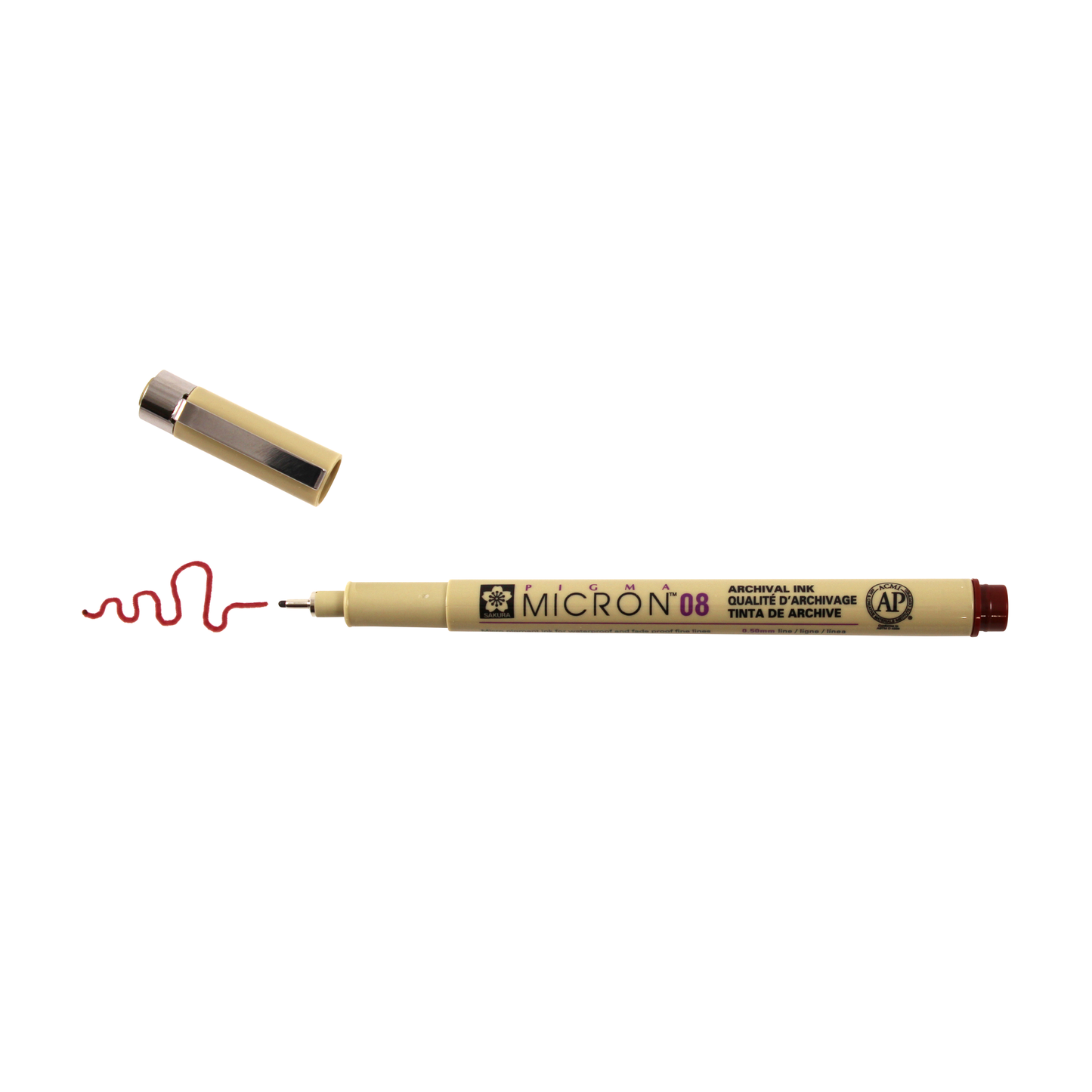 Sakura Pigma Micron Pen - Burgundy, 08 point, cap off