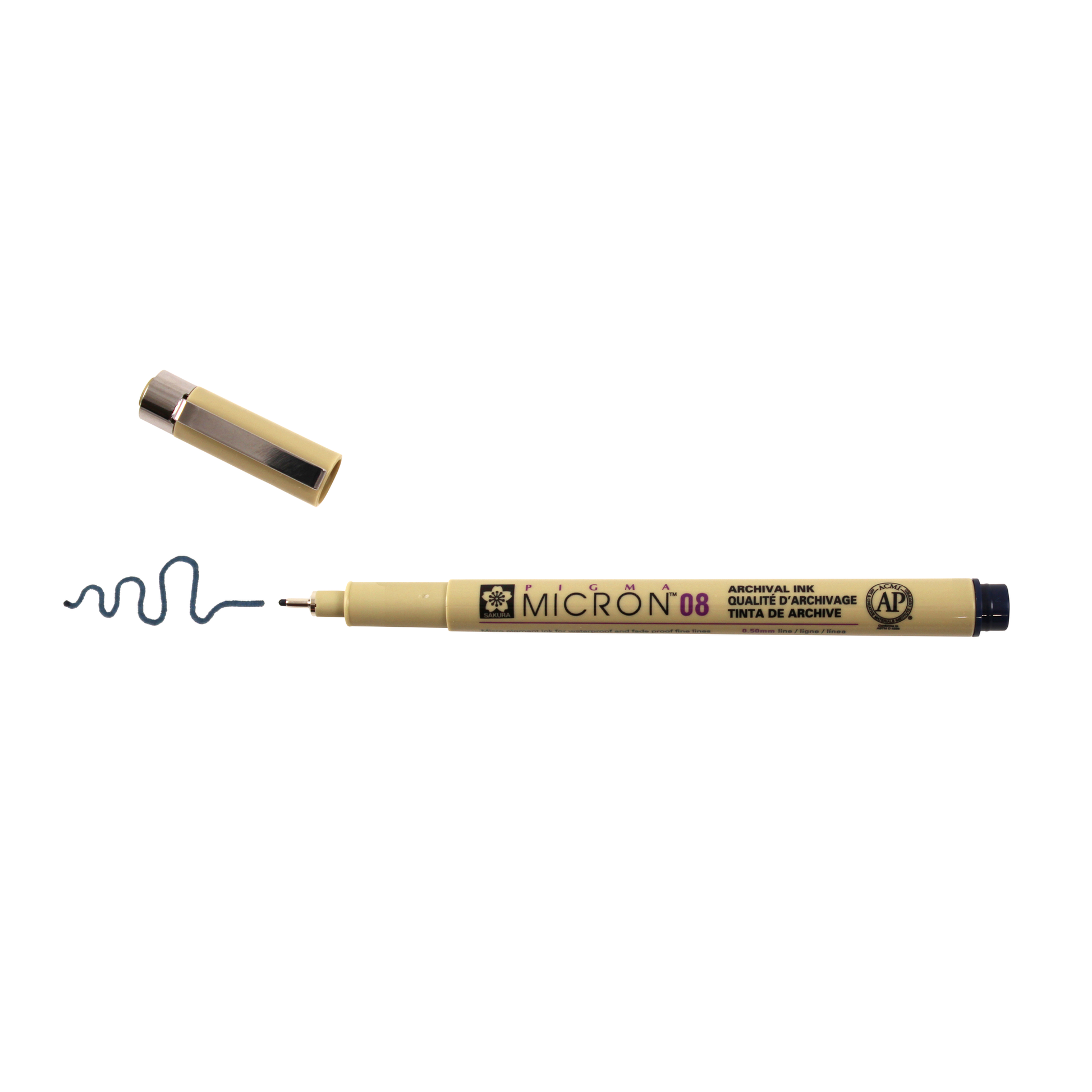 Sakura Pigma Micron Pen - Blue-Black, 08 point, cap off