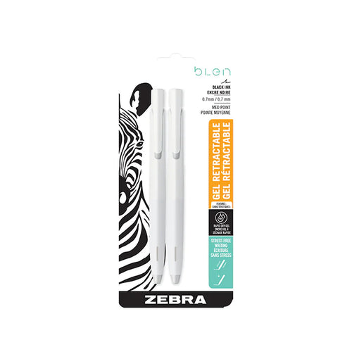 Zebra bLen Retractable Gel Pen Pack of 2 - 0.7mm Black