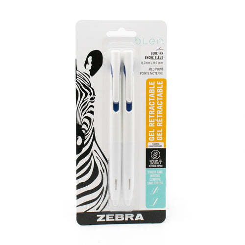 Zebra bLen Retractable Gel Pen Pack of 2 - 0.7mm Blue