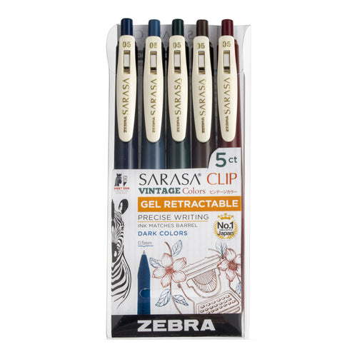 Zebra Sarasa Clip Vintage Dark Set of 5