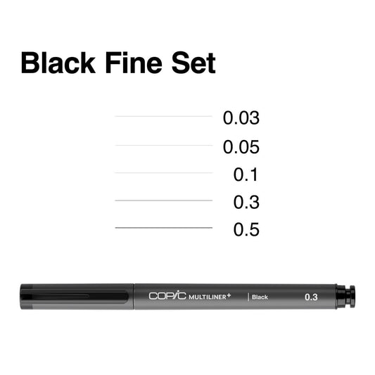 COPIC Multiliner+ Set of 5 Black Fine