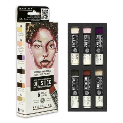 Sennelier Oil Stick Mini Dark Tones Portrait Set of 6
