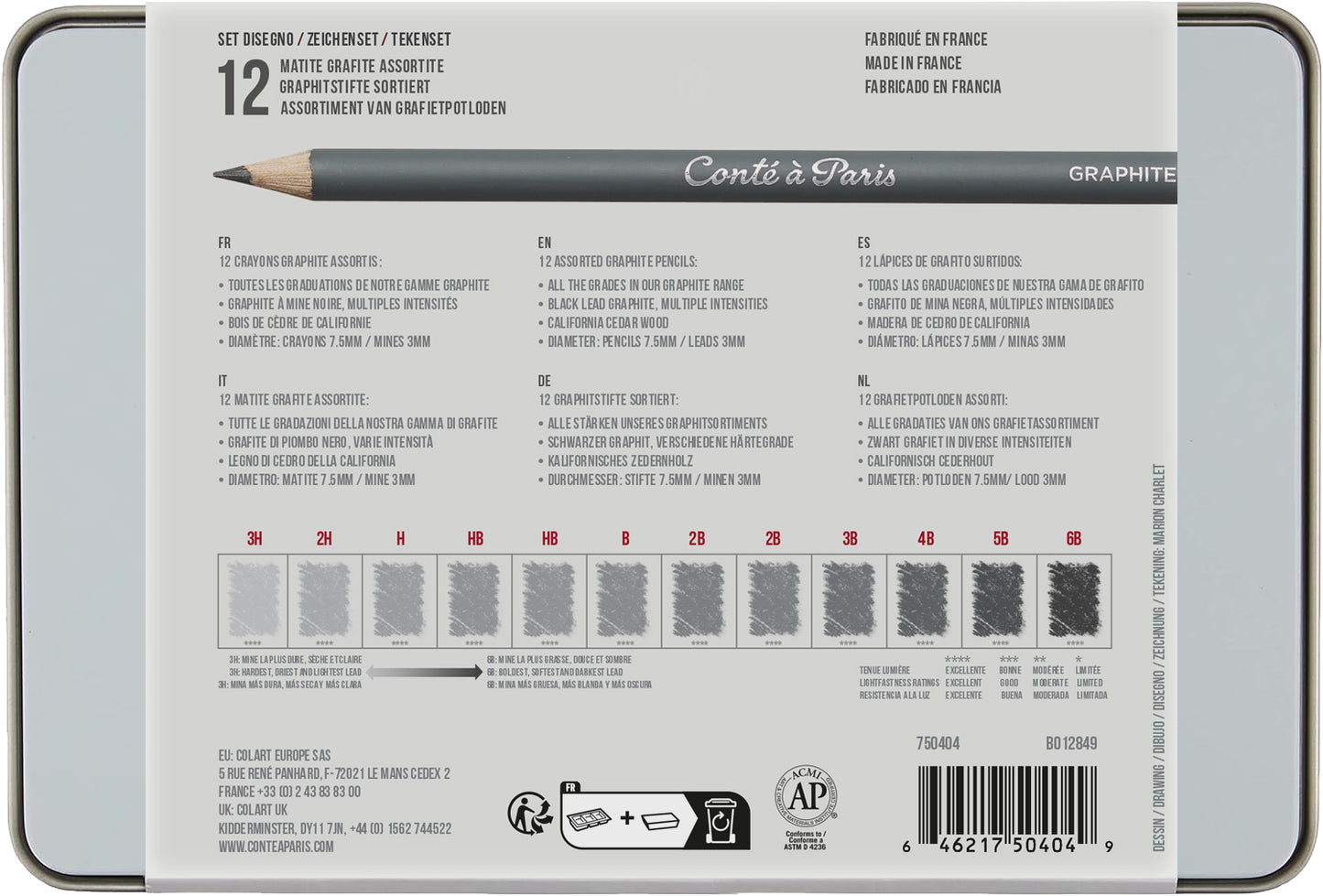 Conte a Paris Drawing Pencil Graphite Set of 12