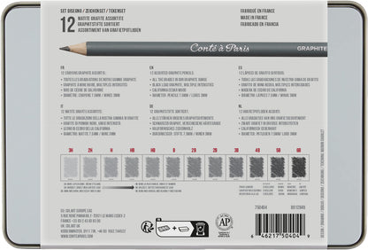 Conte a Paris Drawing Pencil Graphite Set of 12