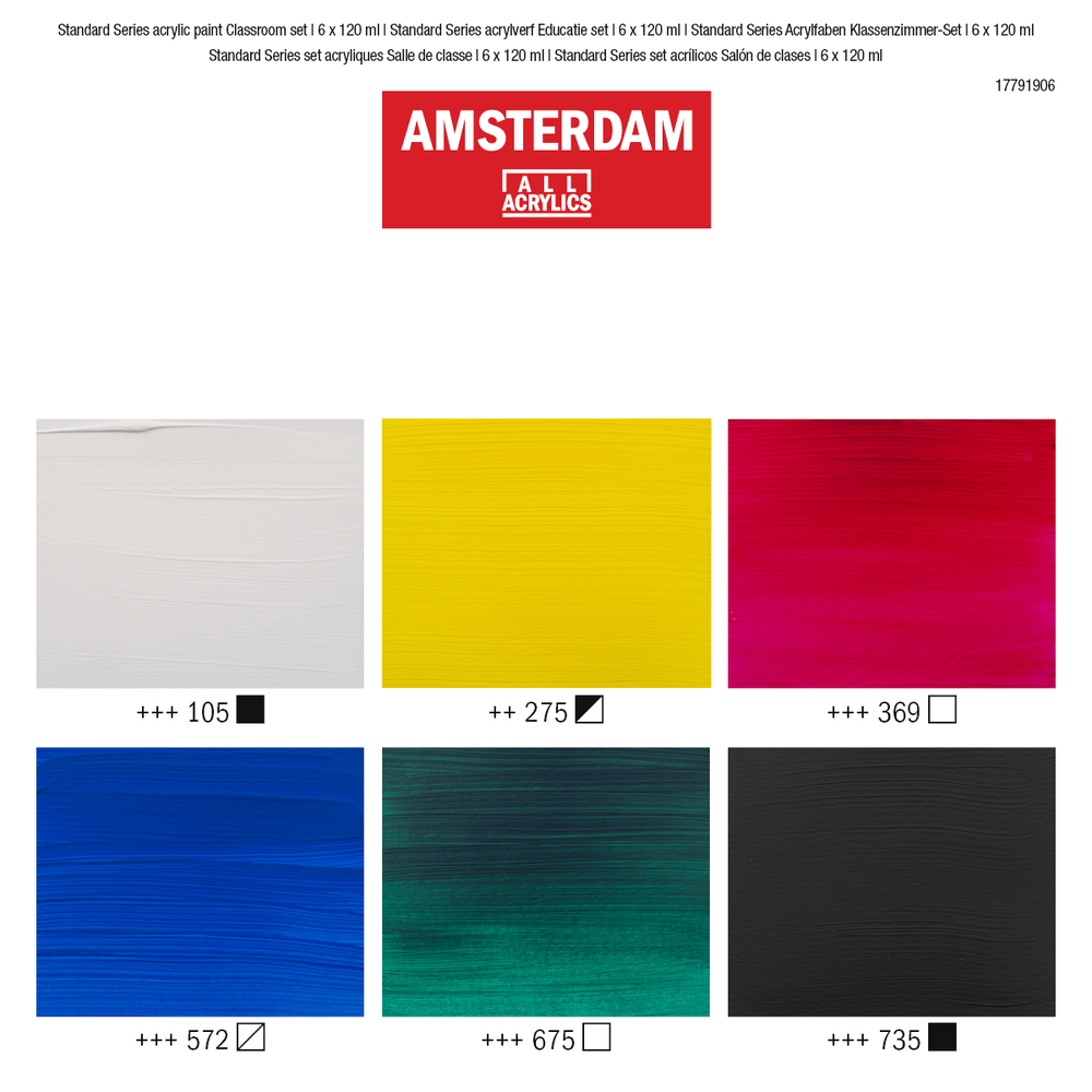 Amsterdam Standard Acrylic Classroom Set - Set of 6 x 120ml
