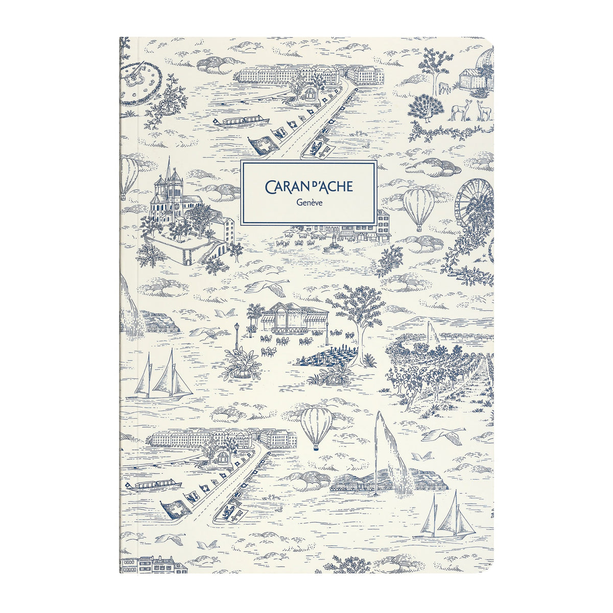 Caran d'Ache Toile de Jouy A5 notebook, blue and beige cover