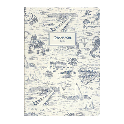 Caran d'Ache Toile de Jouy A5 notebook, blue and beige cover