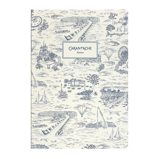 Caran d'Ache Toile de Jouy A5 notebook, blue and beige cover