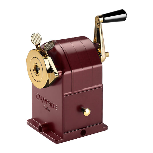 Caran d'Ache Toile de Jouy sharpening machine, burgundy with gold details