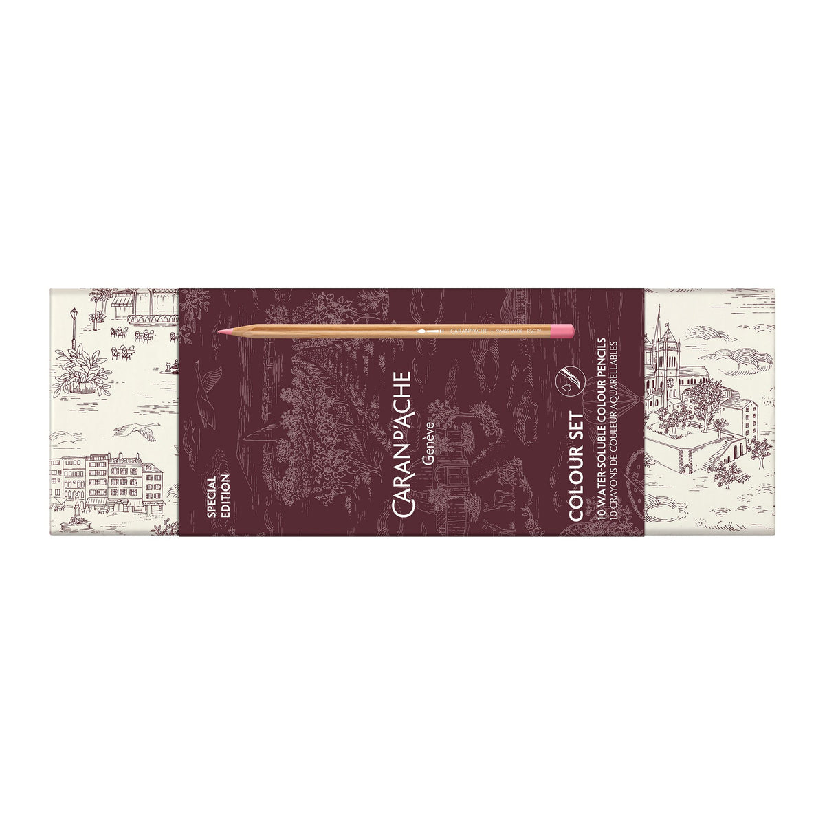 Caran d'Ache Toile de Jouy Colour Set of 10 box with sleeve