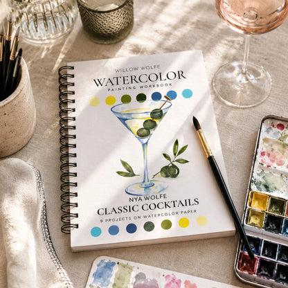 Willow Wolfe Watercolor Workbook - Classic Cocktails