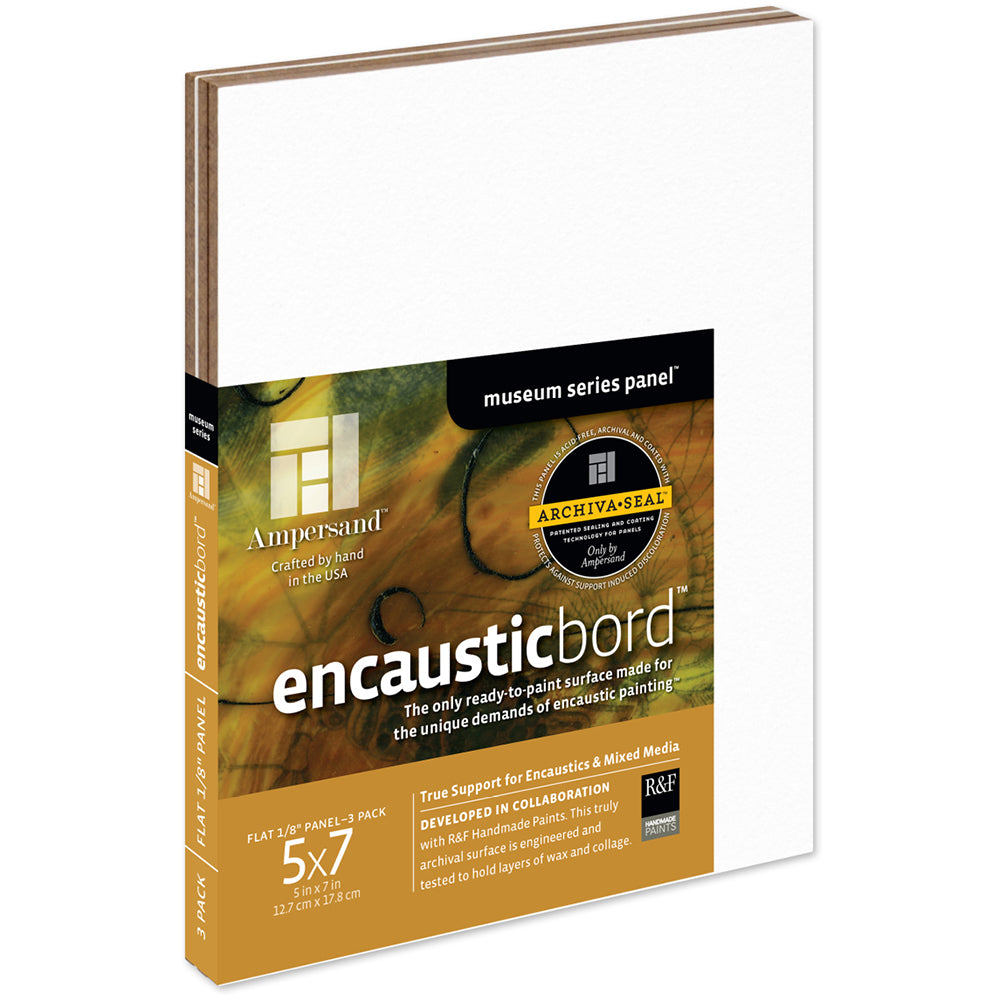 Ampersand Encausticbord Panels Flat Profile 1/8" Pack of 3 - 5" x 7"