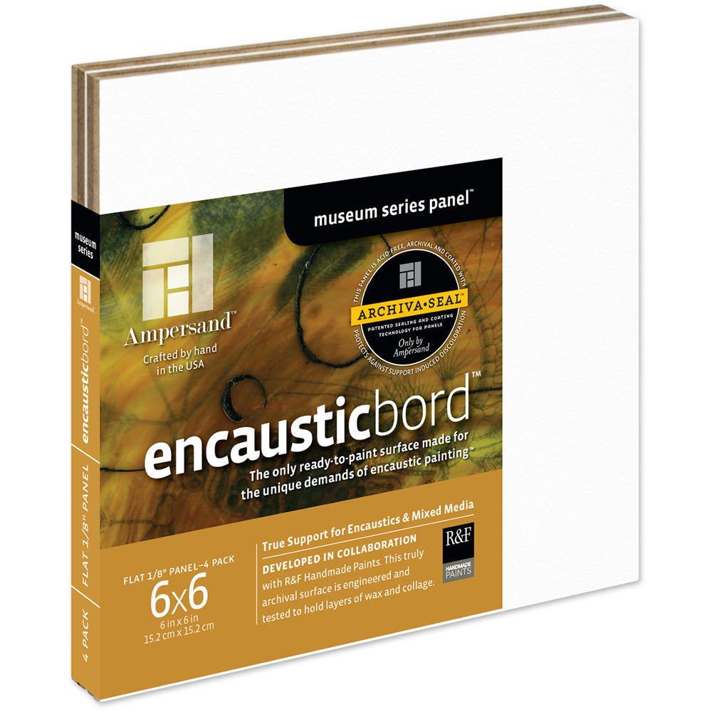 Ampersand Encausticbord Panels Flat Profile 1/8" Pack of 4 - 6" x 6"