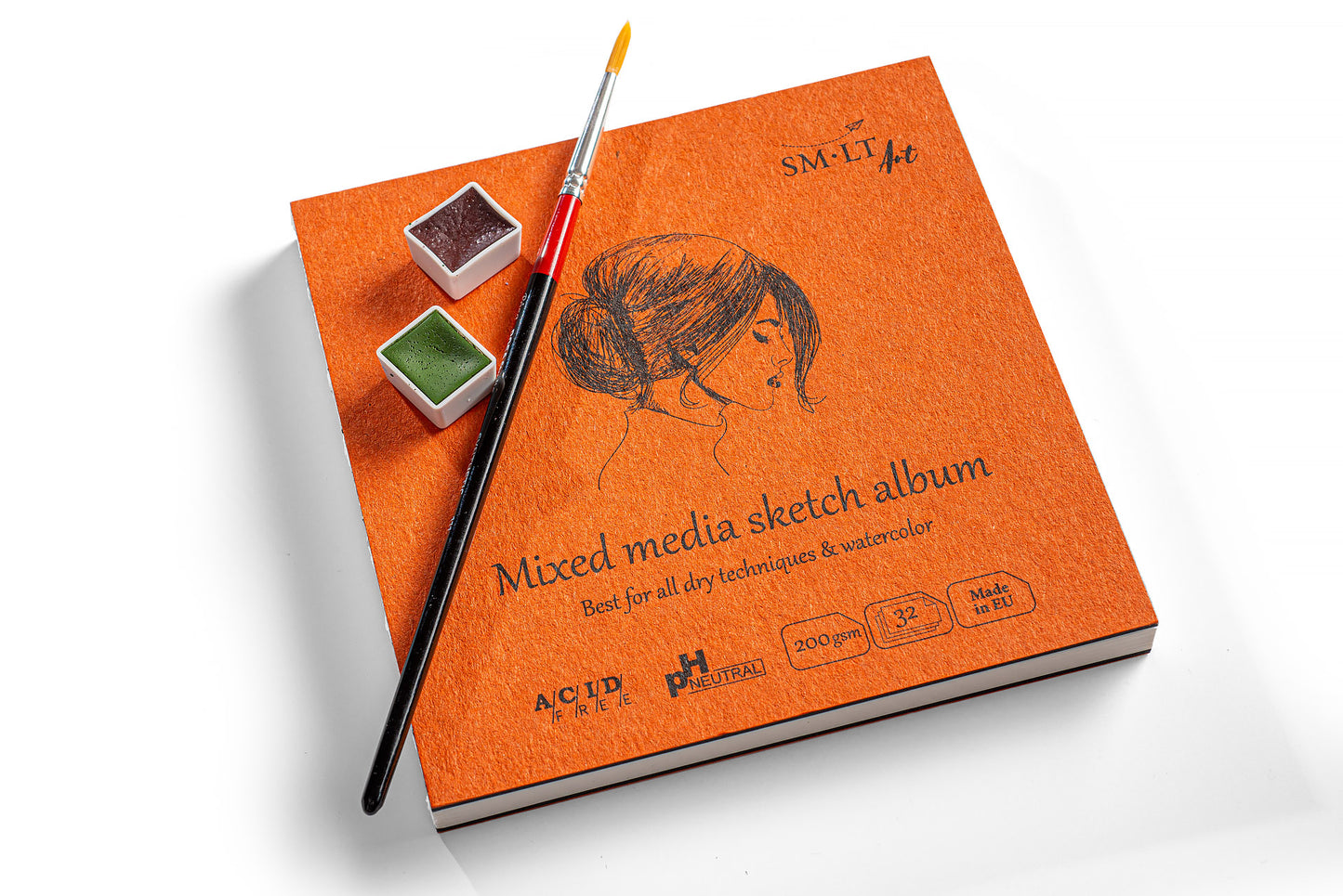 Carnet de croquis à plat SM•LT pour techniques mixtes – 14 x 14 cm