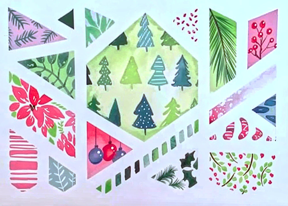 Taped-design watercolour