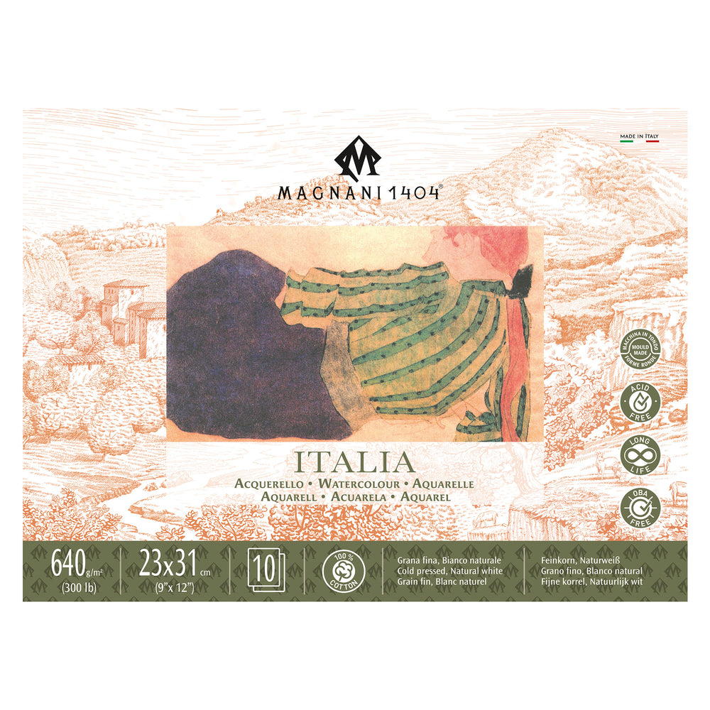 Magnani Italia Watercolour Block Natural White Cold Pressed 640gsm - 23 x 31 cm