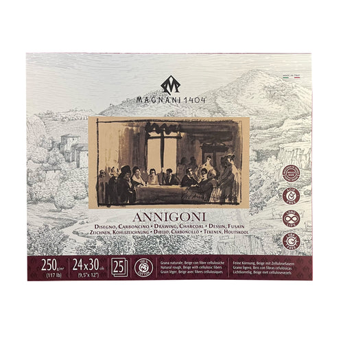 Magnani Annigoni Drawing Pad Beige Natural Rough 100% Cotton 250gsm, 24 x 30 cm