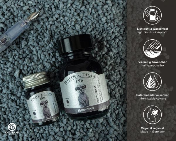 Octopus Write and Draw Ink Grey Merkat 50ml