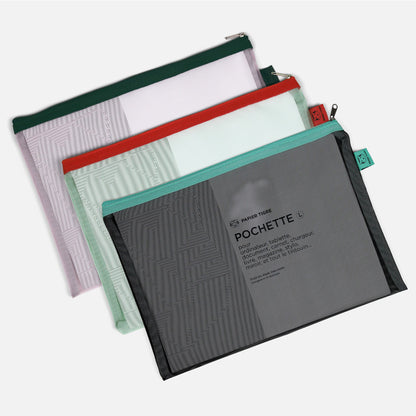 Papier Tigre Mesh Pouch (L) - Pink & Green