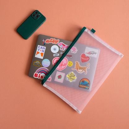 Papier Tigre Mesh Pouch (L) - Pink & Green