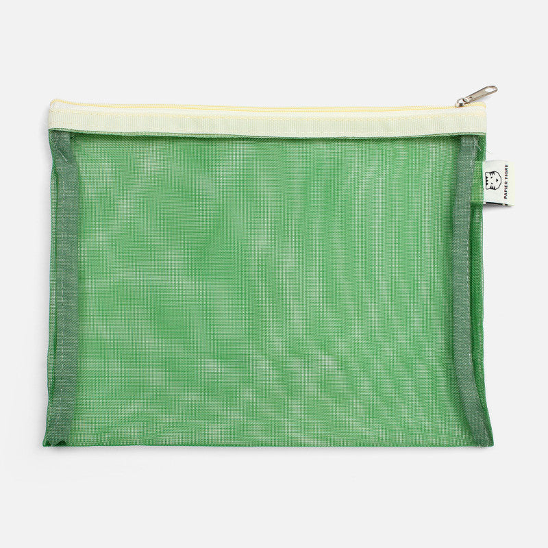 Papier Tigre Mesh Pouch (M) - Green & Light Yellow