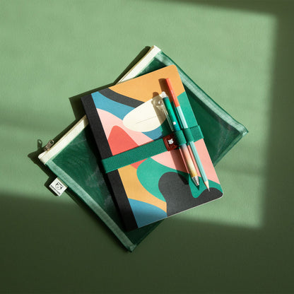 Papier Tigre Mesh Pouch (M) - Green & Light Yellow
