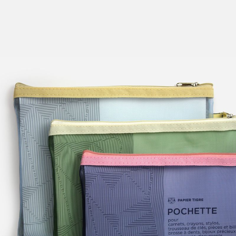 Papier Tigre Mesh Pouch (M) - Green & Light Yellow