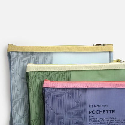 Papier Tigre Mesh Pouch (M) - Green & Light Yellow