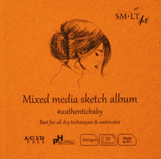SM•LT #Authenticbaby Mixed Media Sketch Album – 3.5" x 3.5"