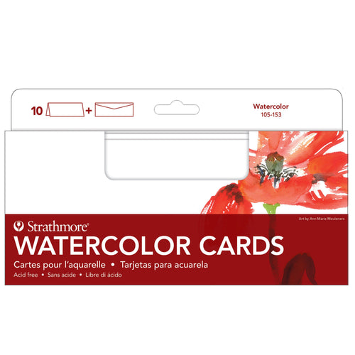 Strathmore Watercolor Cards Package of 10 Slim 140lb/300gsm 3.875" x 9"