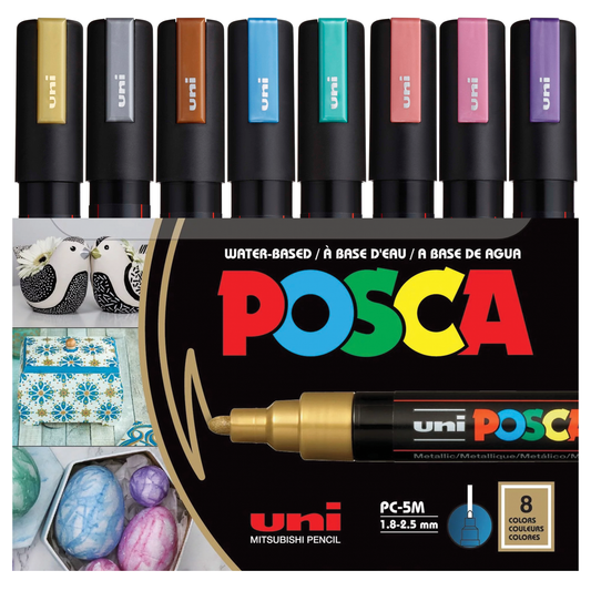 POSCA Acrylic Paint Markers PC-5M Medium Metallic Colours set of 8