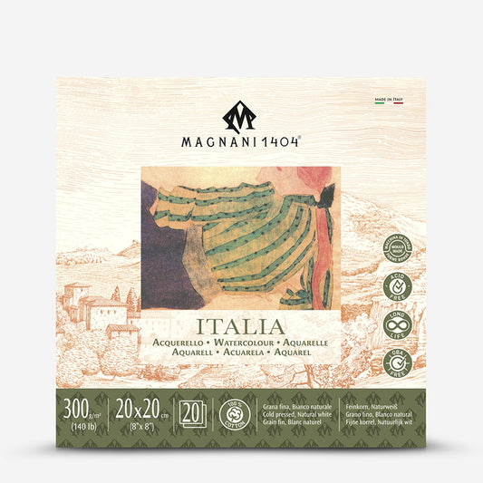 Magnani Italia Watercolour Pad Natural White Cold Pressed 300gsm, 20 x 20 cm