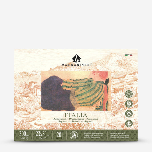 Magnani Italia Watercolour Block Natural White Cold Pressed 300gsm, 23 x 31 cm
