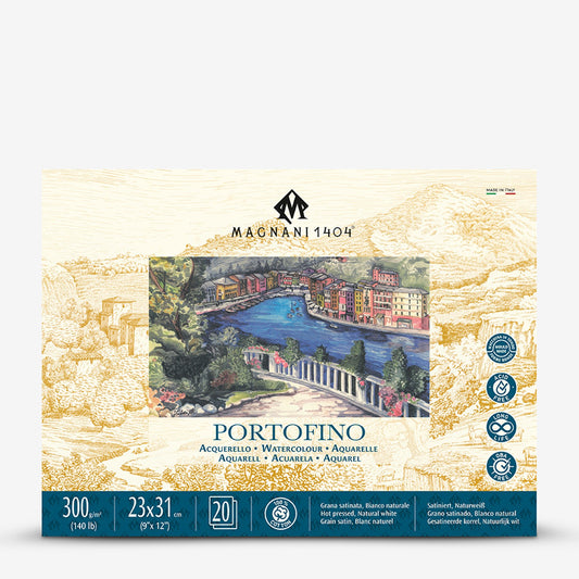 Magnani Portofino Watercolour Block Natural White Hot Pressed 300gsm, 23 x 31 cm