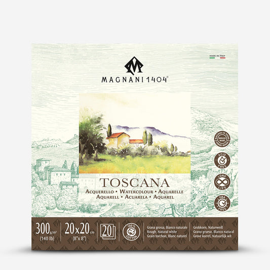 Magnani Toscana Watercolour Pad Natural White Rough 300gsm, 20 x 20 cm