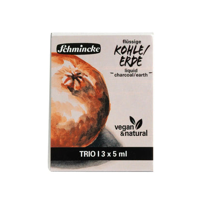 Schmincke Sketching Trio Set of 3 x 5ml - Liquid Charcoal & Earth Pigments